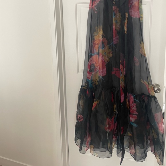 STAUD CALLUNA DRESS first bloom night black floral maxi sheer gown size S - Picture 6 of 10